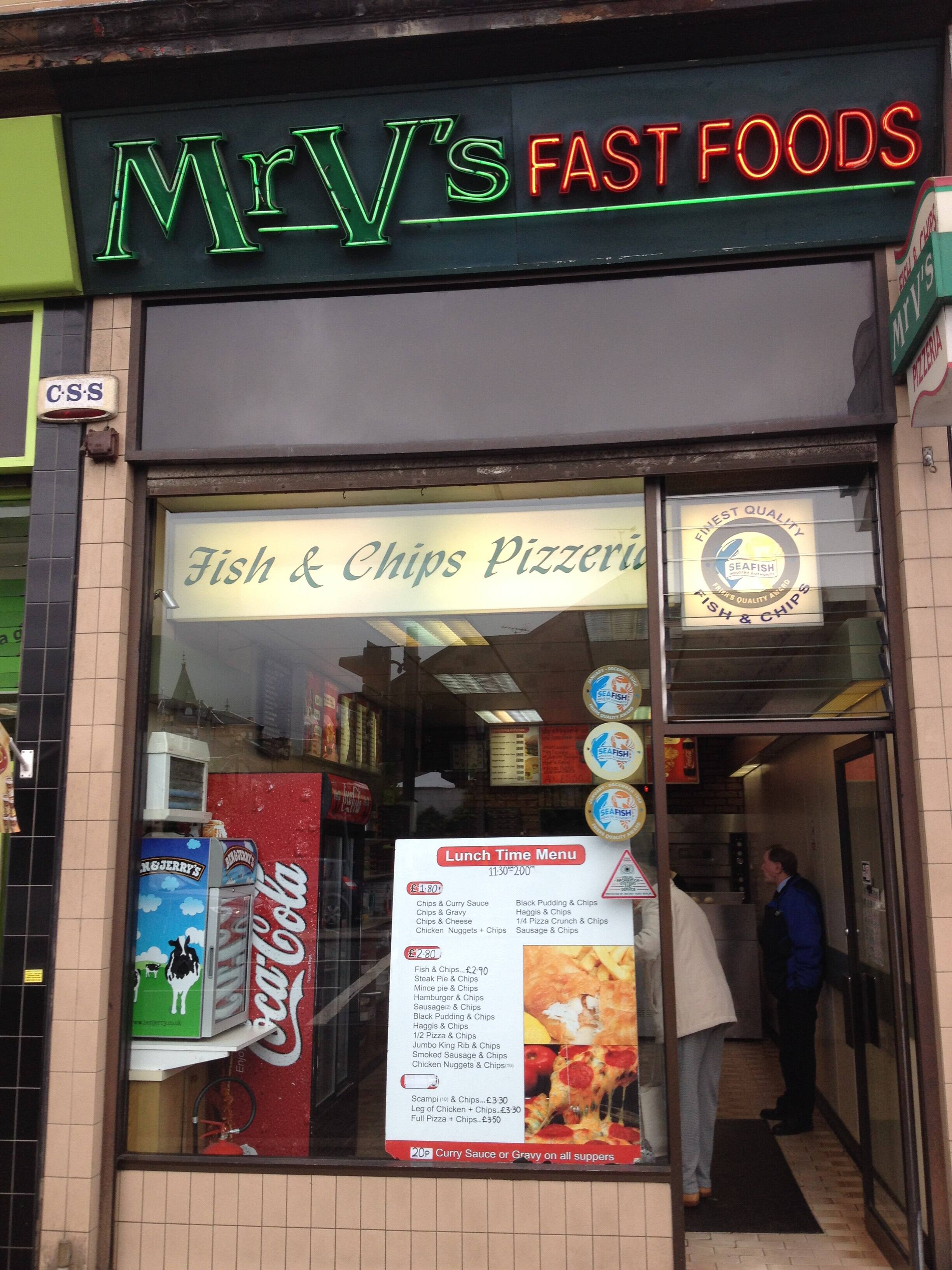Menu of Mr. V's Fast Food, Mount Florida, Glasgow