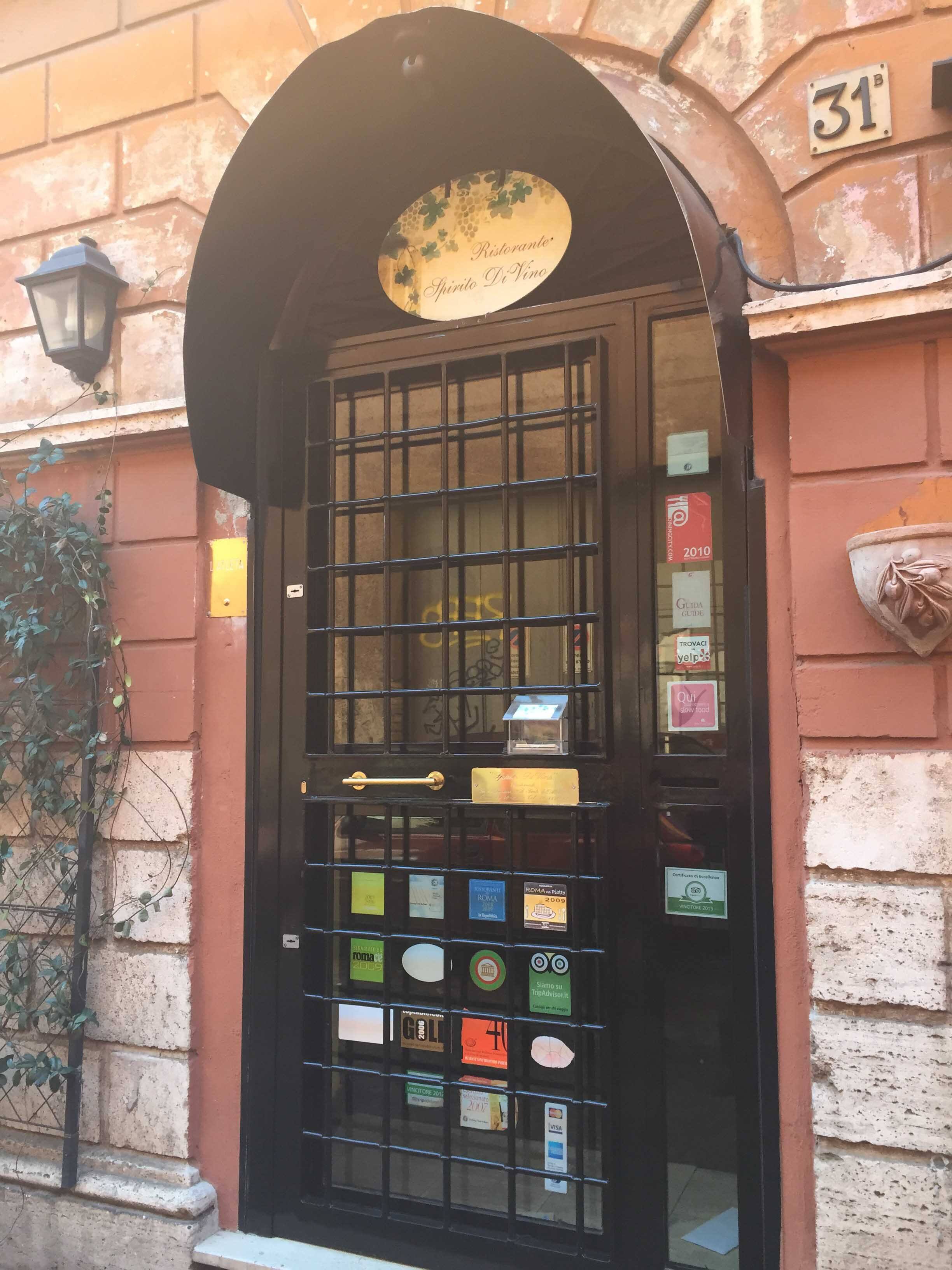 Menu of Spirito DiVino, Trastevere, Roma