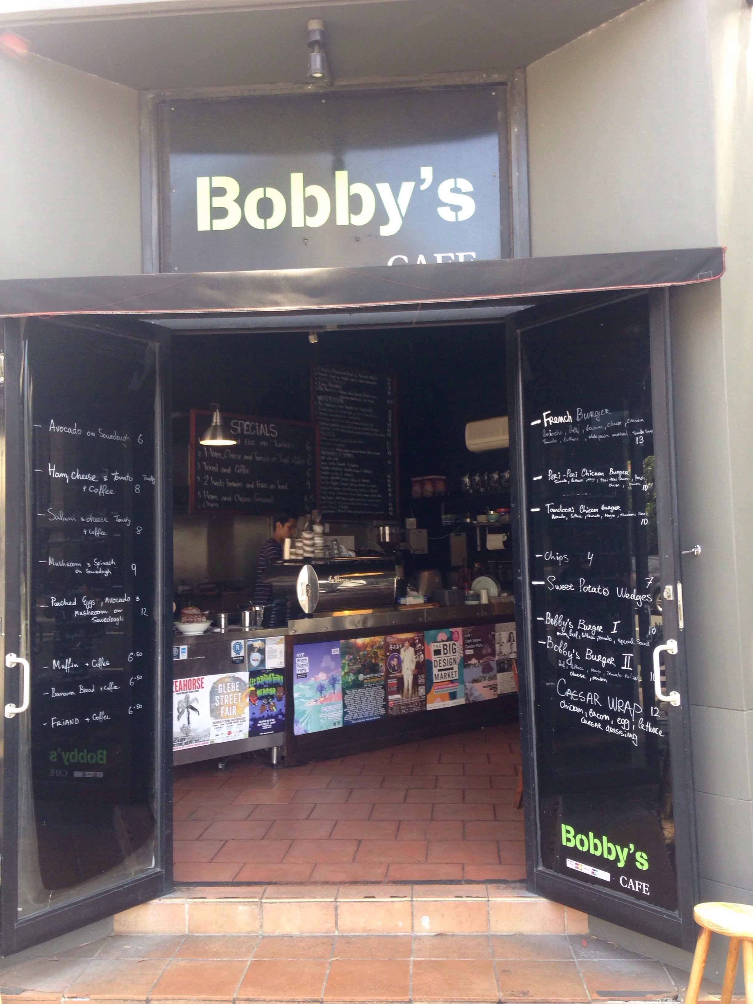 Menu of Bobby's Cafe, Darlington, Sydney