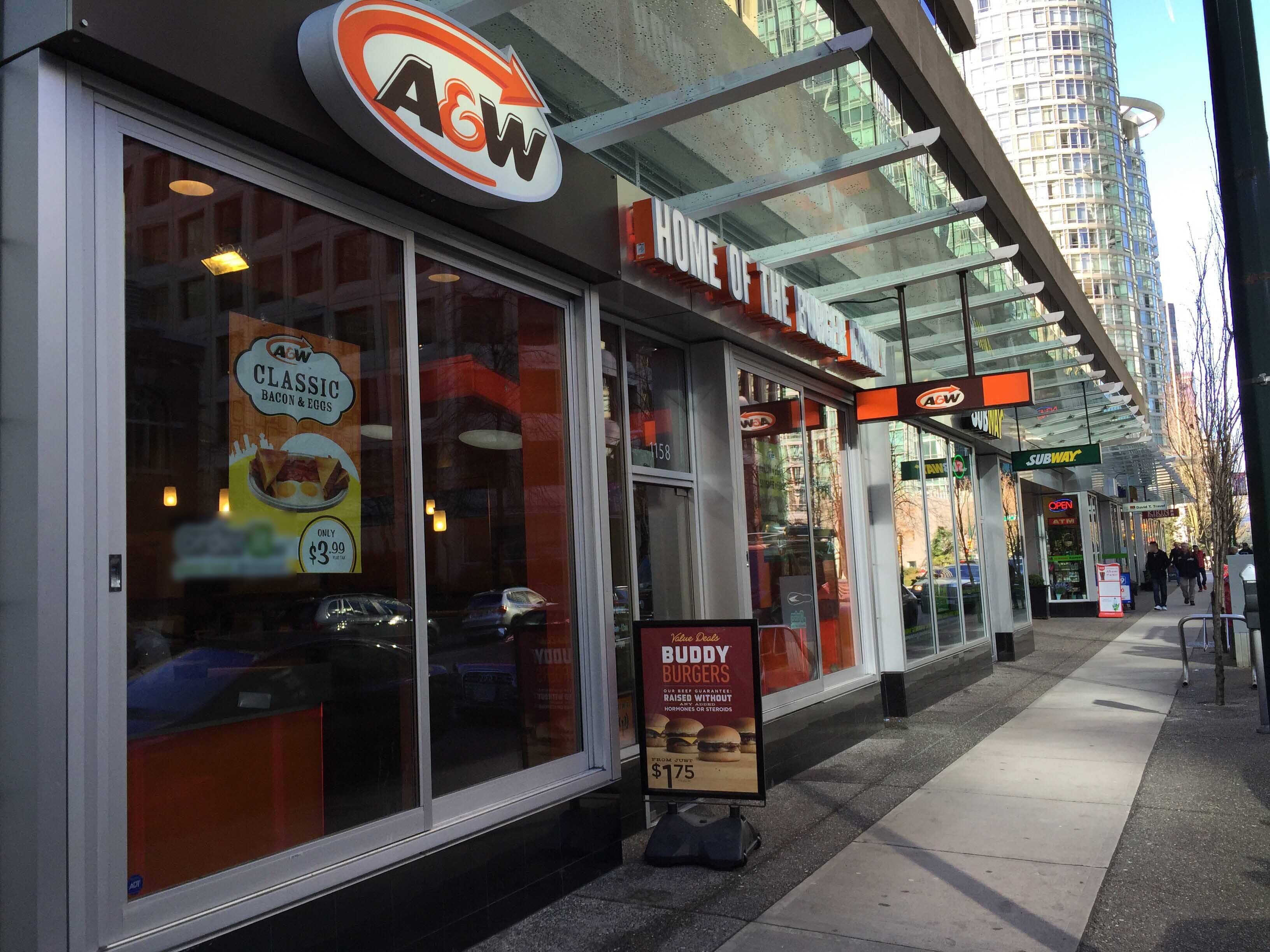 A&W Menu, Menu for A&W, West End, Vancouver