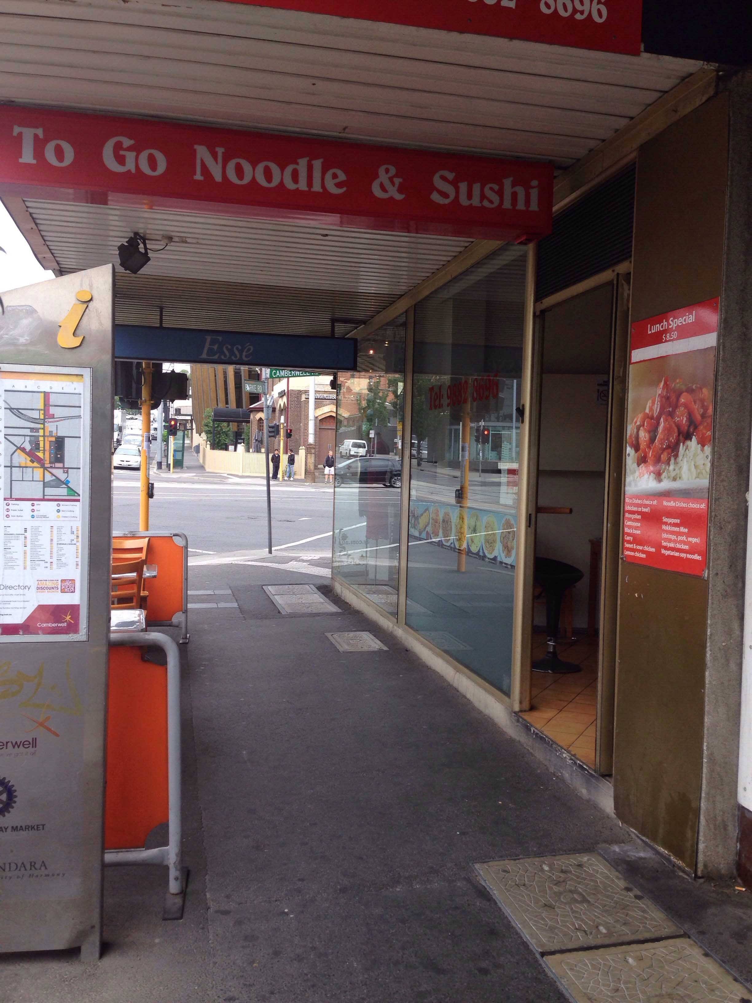 Menu of To Go Noodle & Sushi, Camberwell, Melbourne