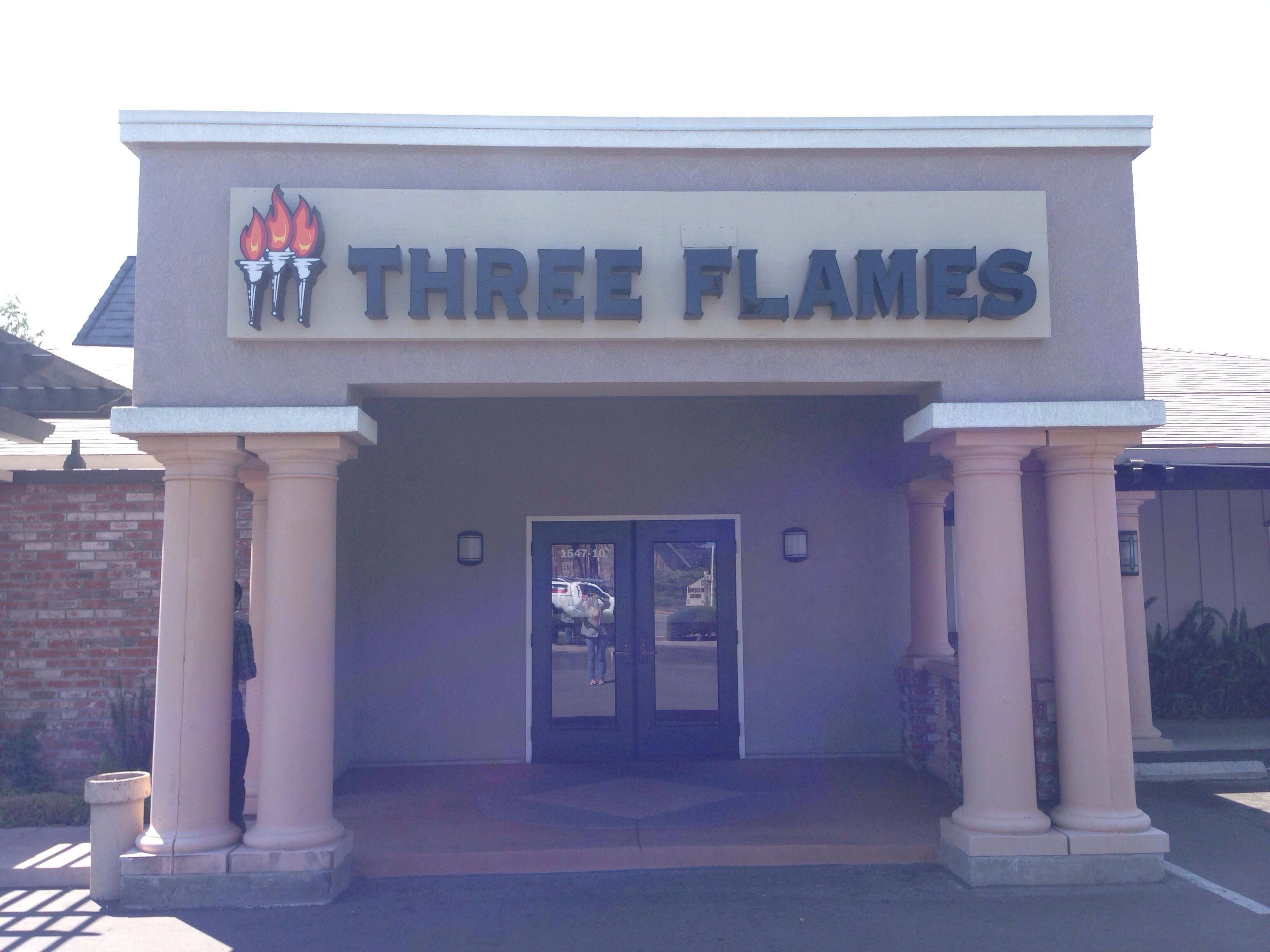 Menu of Three Flames, Willow Glen, San Jose