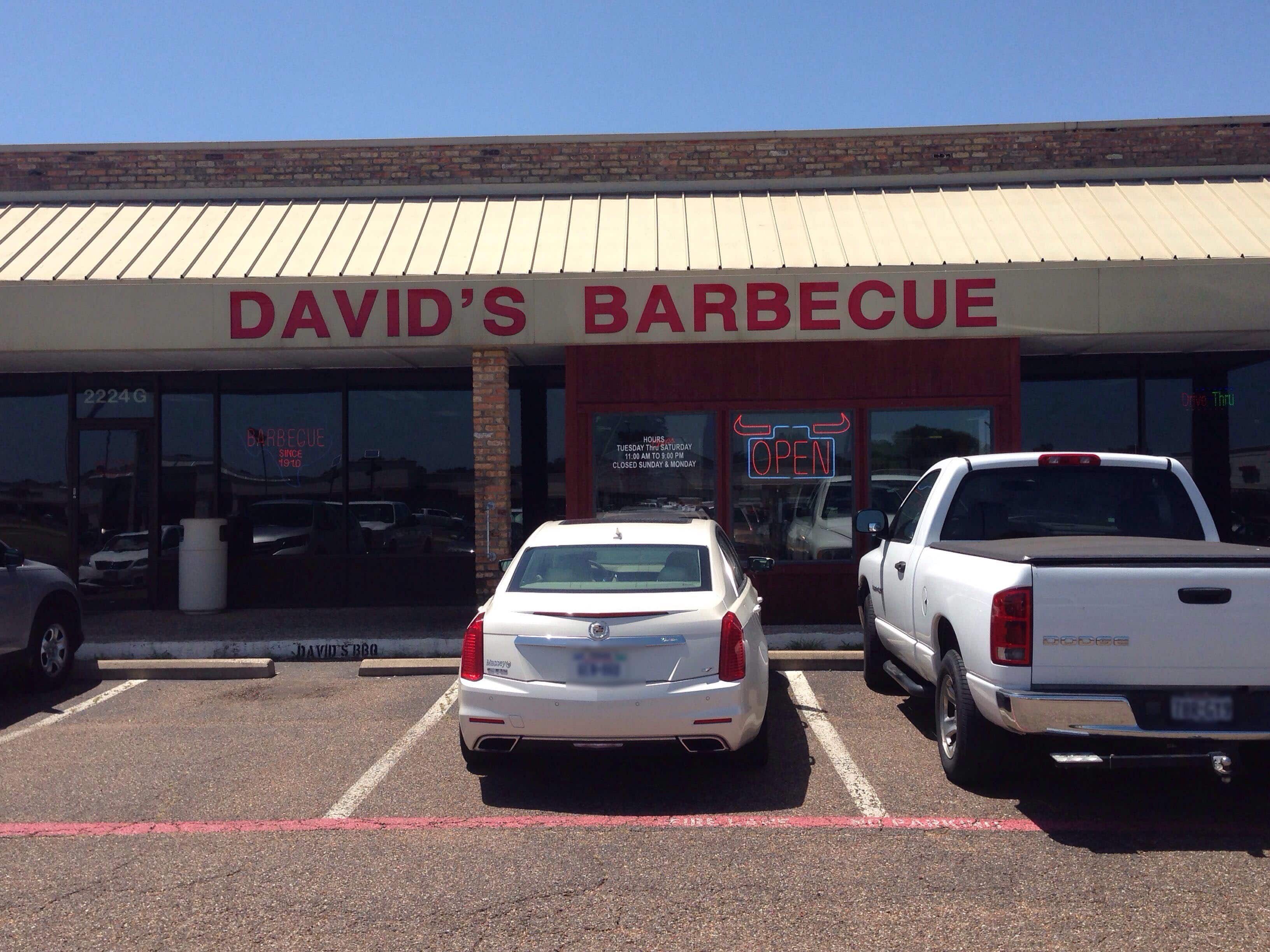 Menu of David's Barbecue, Pantego, Arlington