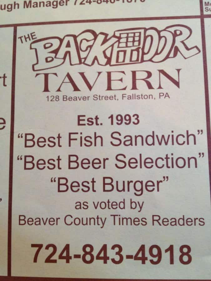 Back Door Tavern Menu Menu For Back Door Tavern New