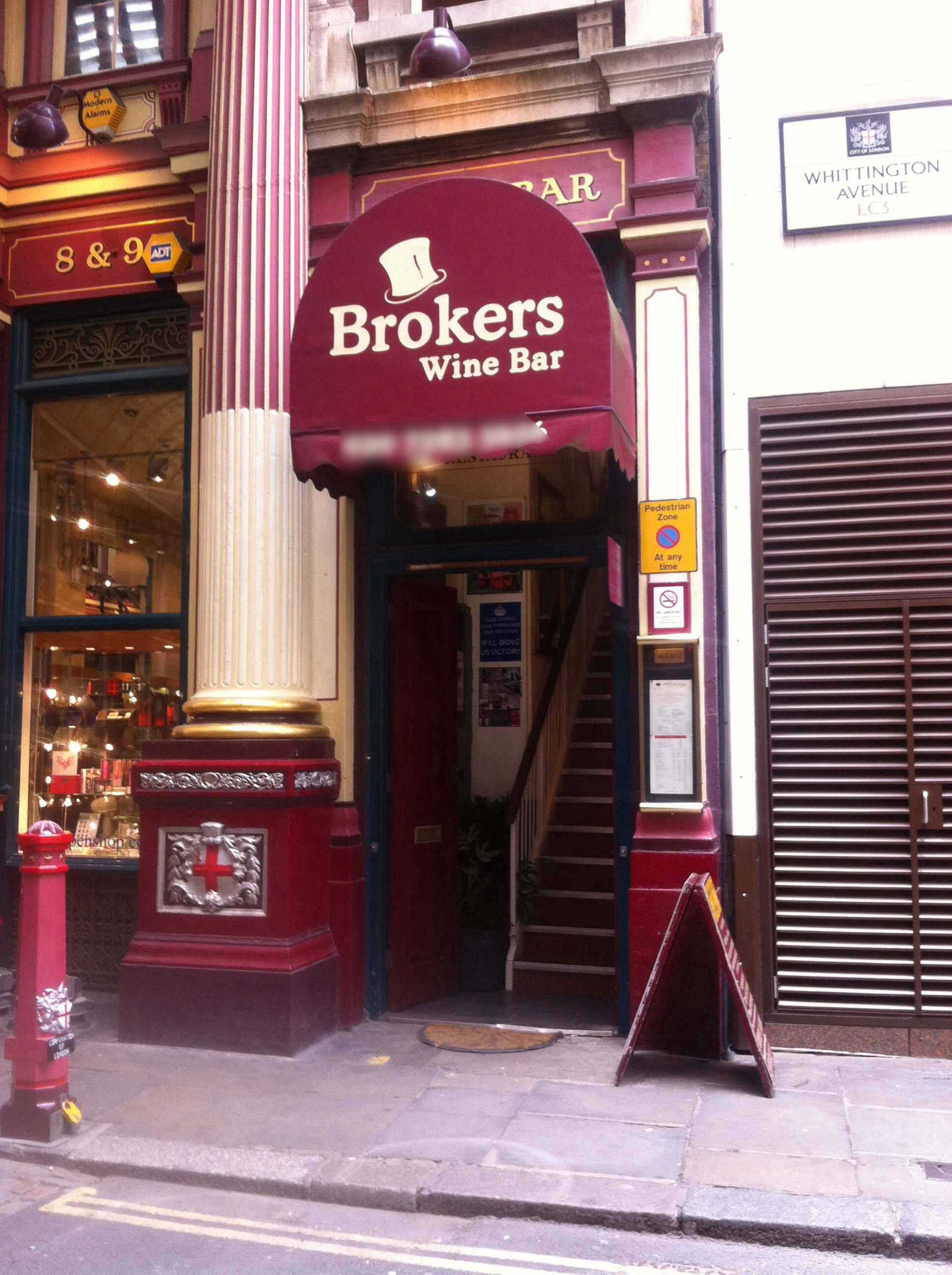 Brokers Wine Bar Menu, Menu for Brokers Wine Bar, City of London, London