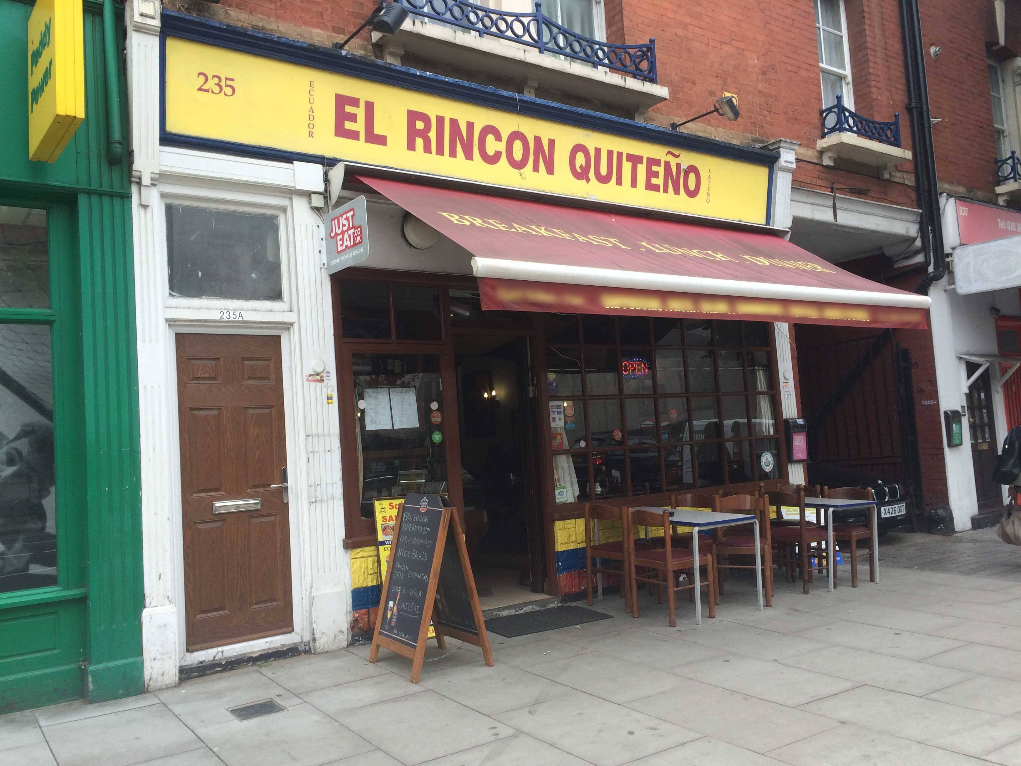 Menu of El Rincon Quiteno, Holloway, London
