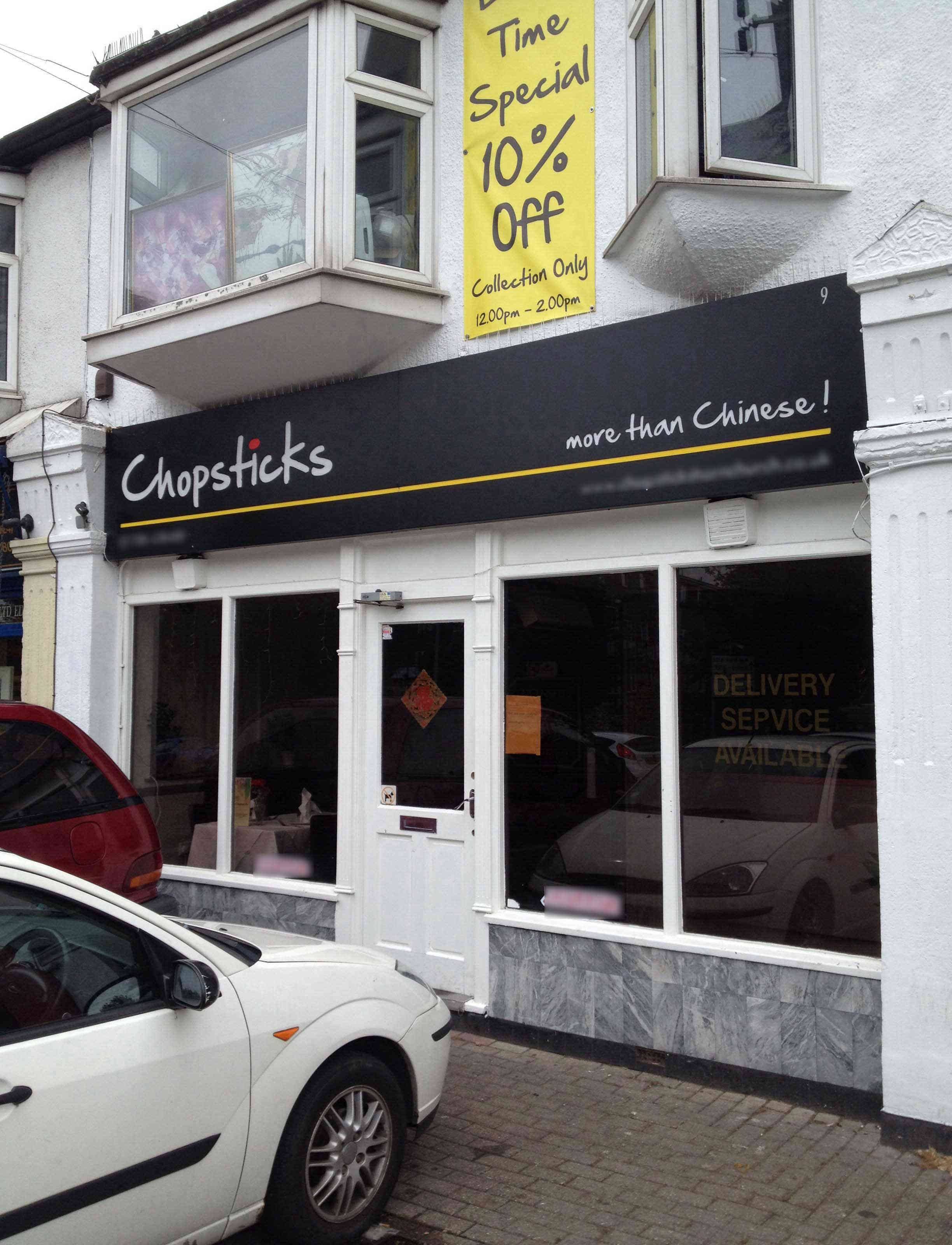 Menu of Chop Sticks, High Street, Hornchurch, London