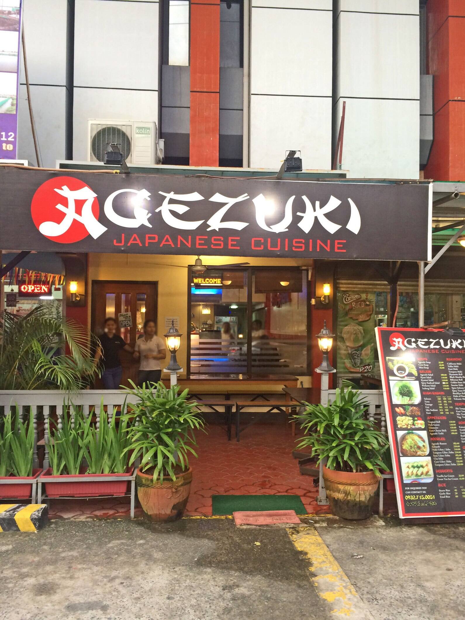 Agezuki Japanese Cuisine Menu, Menu for Agezuki Japanese Cuisine, White