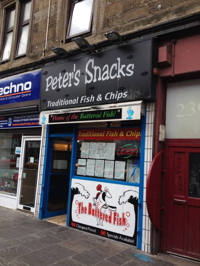 Peter's Snacks Menu, Menu for Peter's Snacks, Possilpark, Glasgow