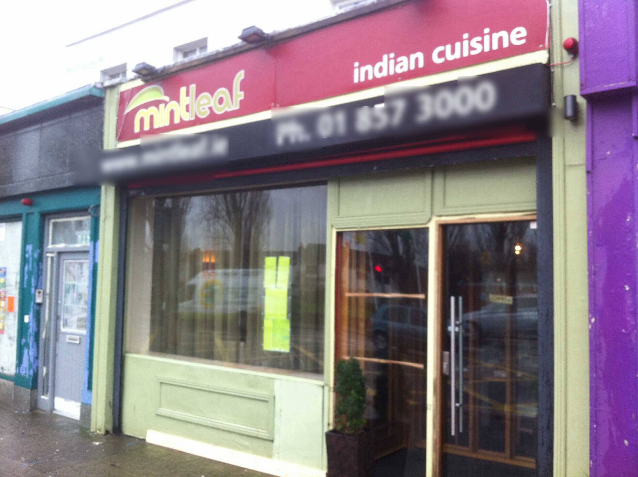 Menu of Mintleaf, Drumcondra, Dublin