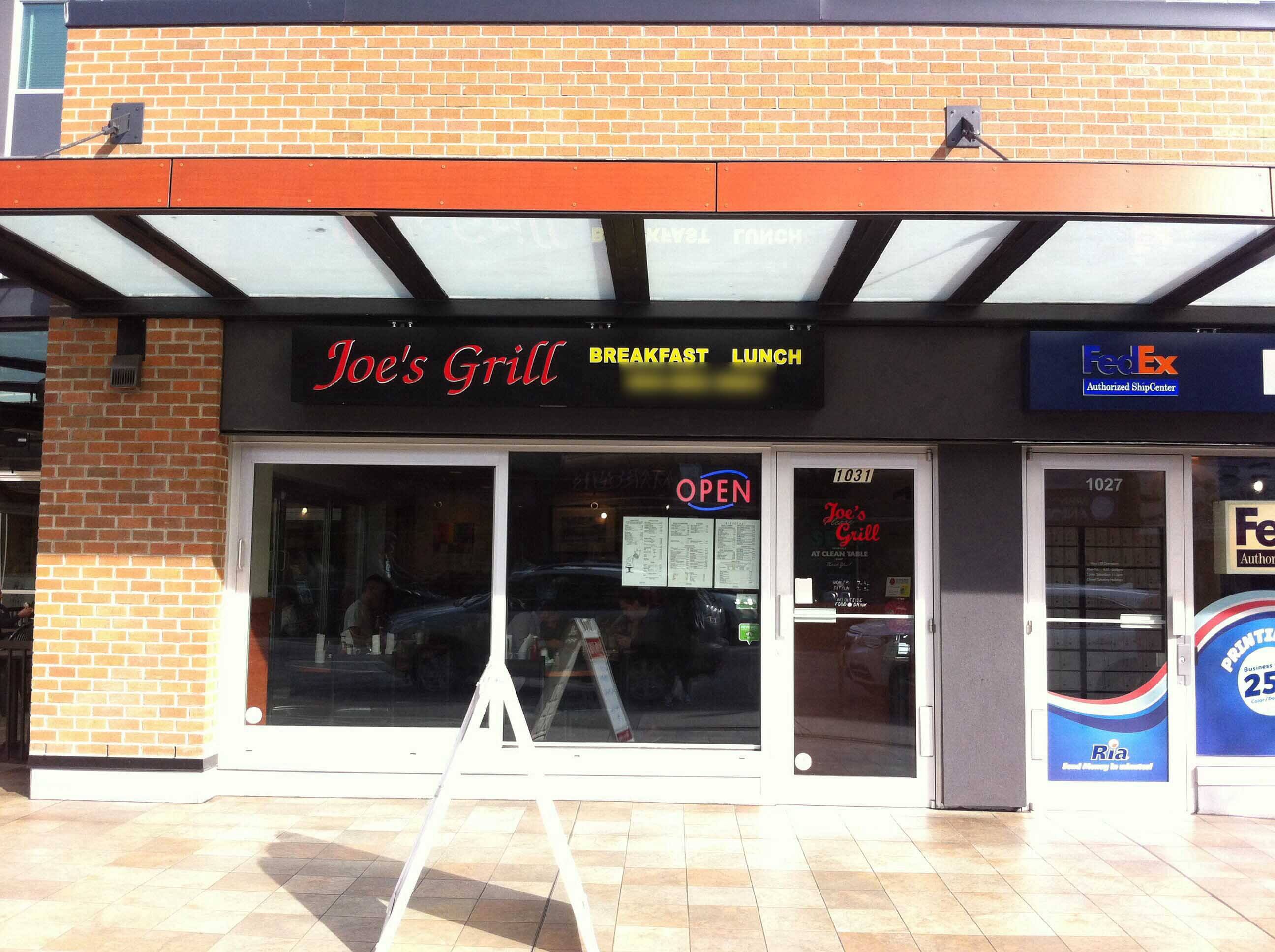 Menu of Joe's Grill, West End, Vancouver