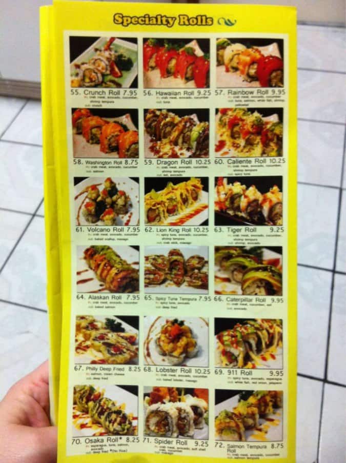 Hamachi Sushi Menu, Menu for Hamachi Sushi, Northeast, El Paso