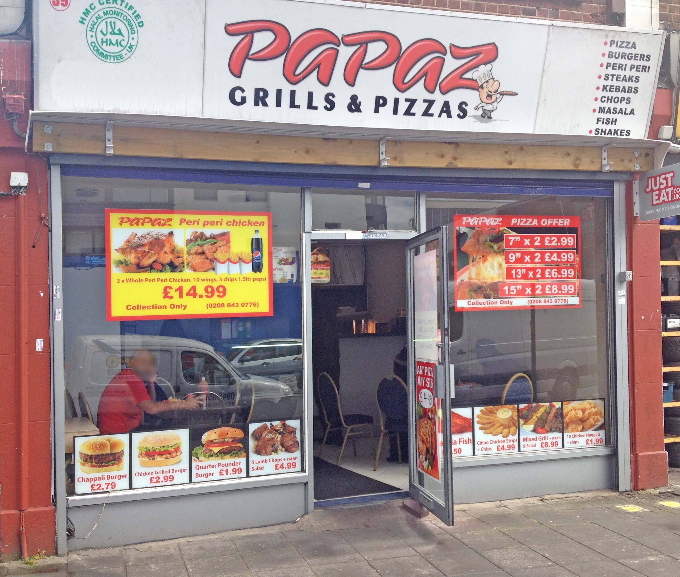 Menu of Papaz Grills & Pizzas, Southall, London