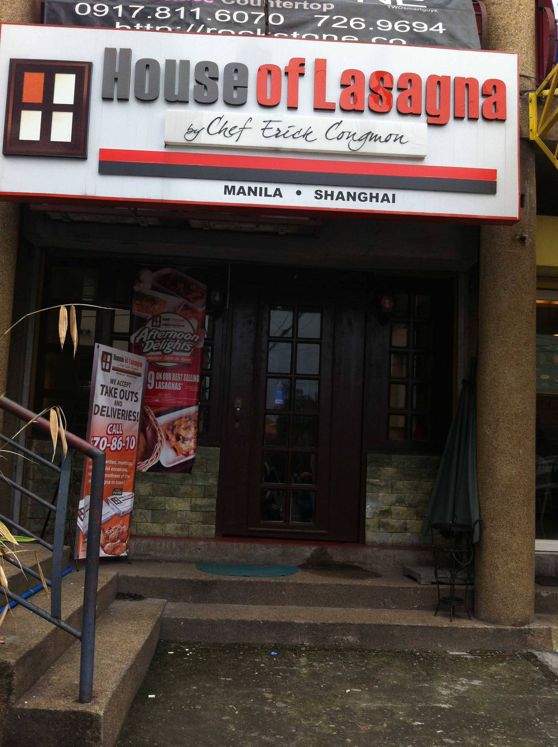 Menu of House of Lasagna, Little Baguio, San Juan City