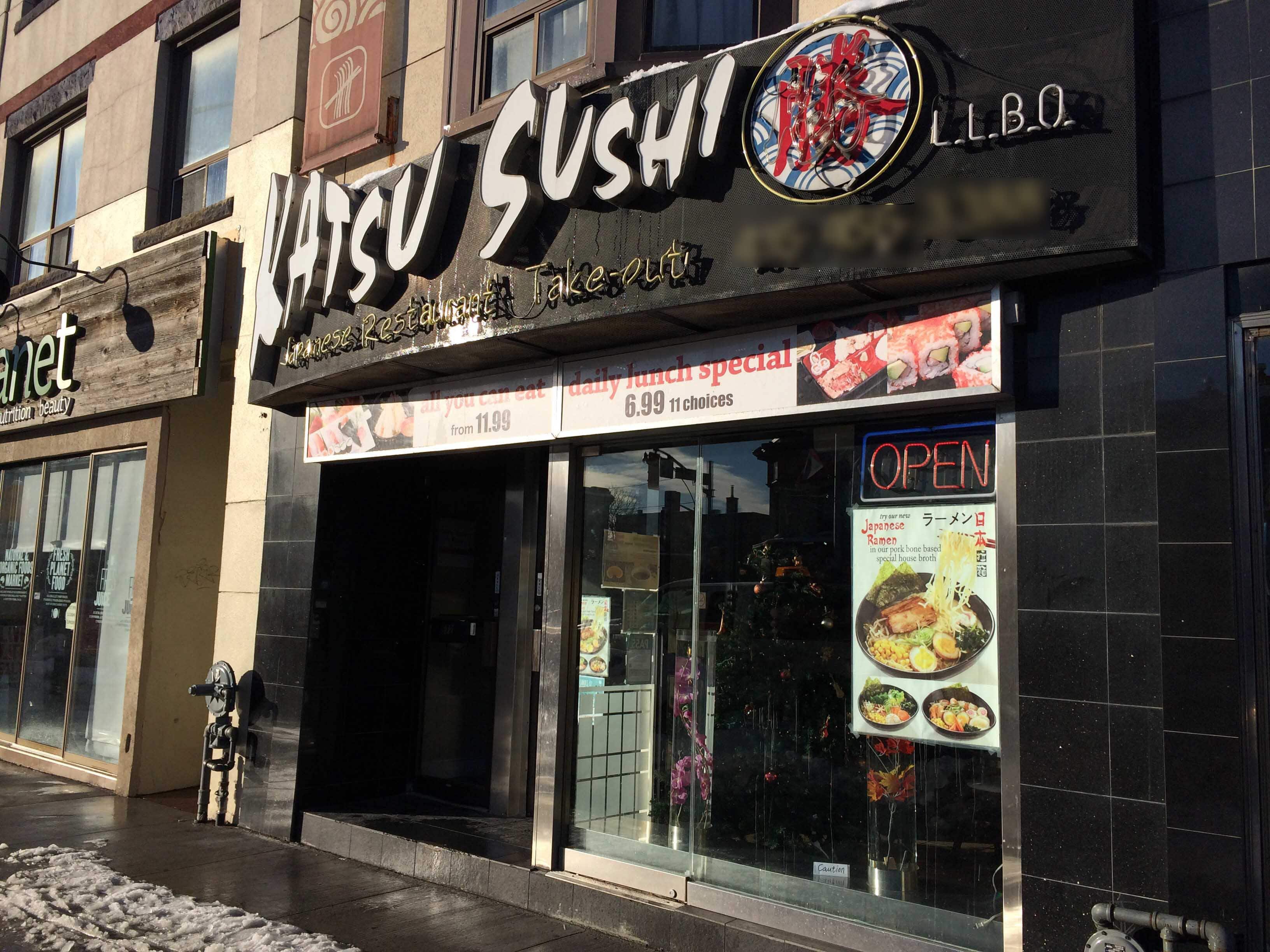 Menu of Katsu Sushi, The Danforth, Toronto