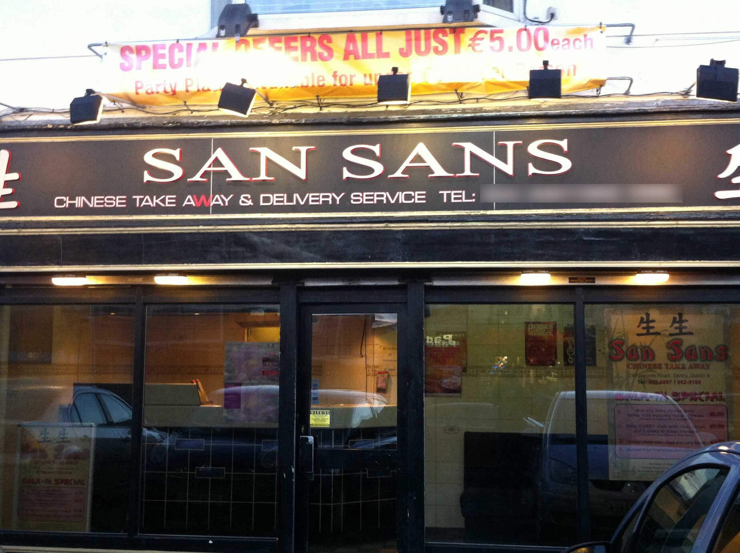 San Sans Menu, Menu for San Sans, Santry, Dublin