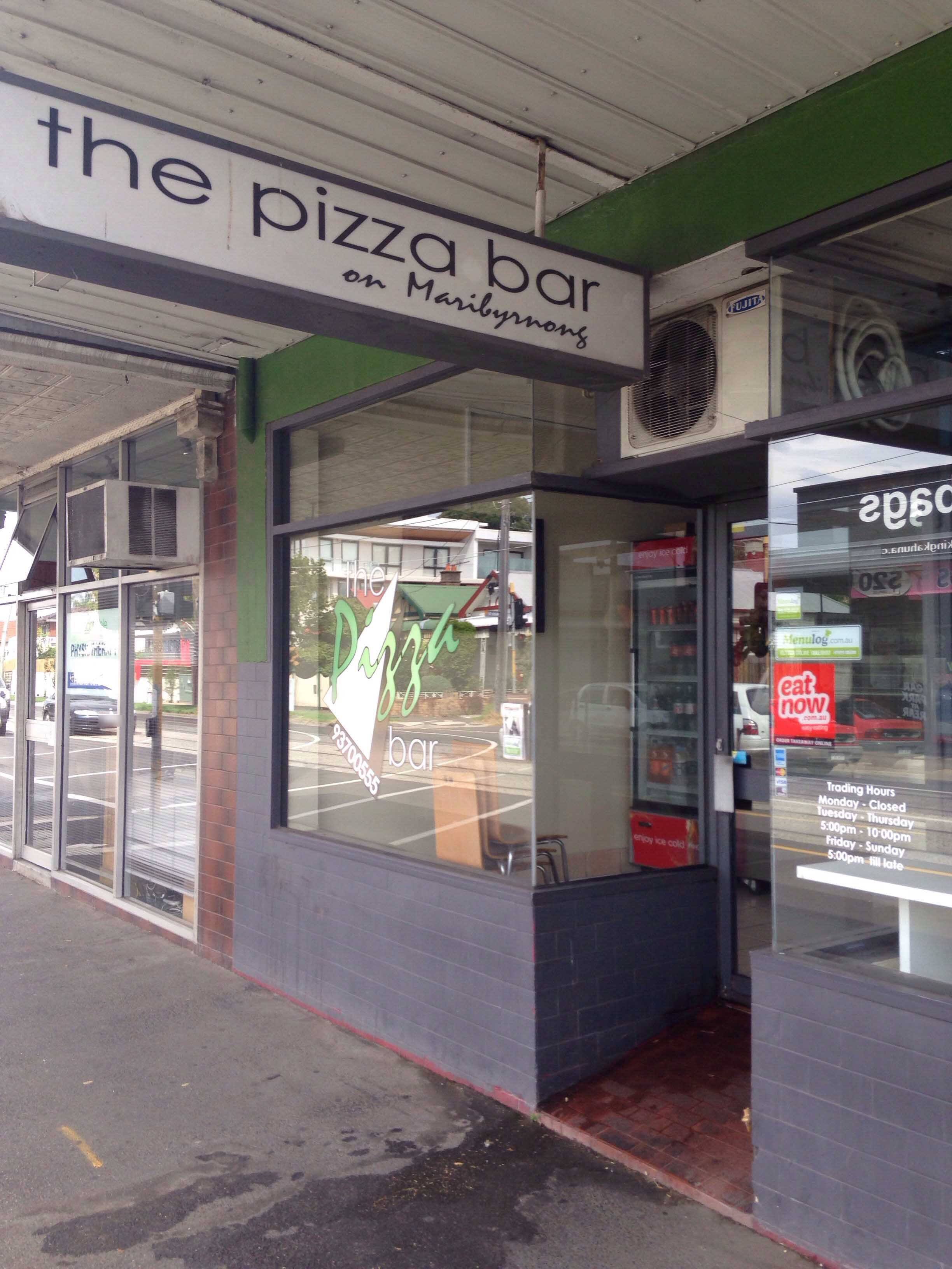 Menu of The Pizza Bar, Moonee Ponds, Melbourne