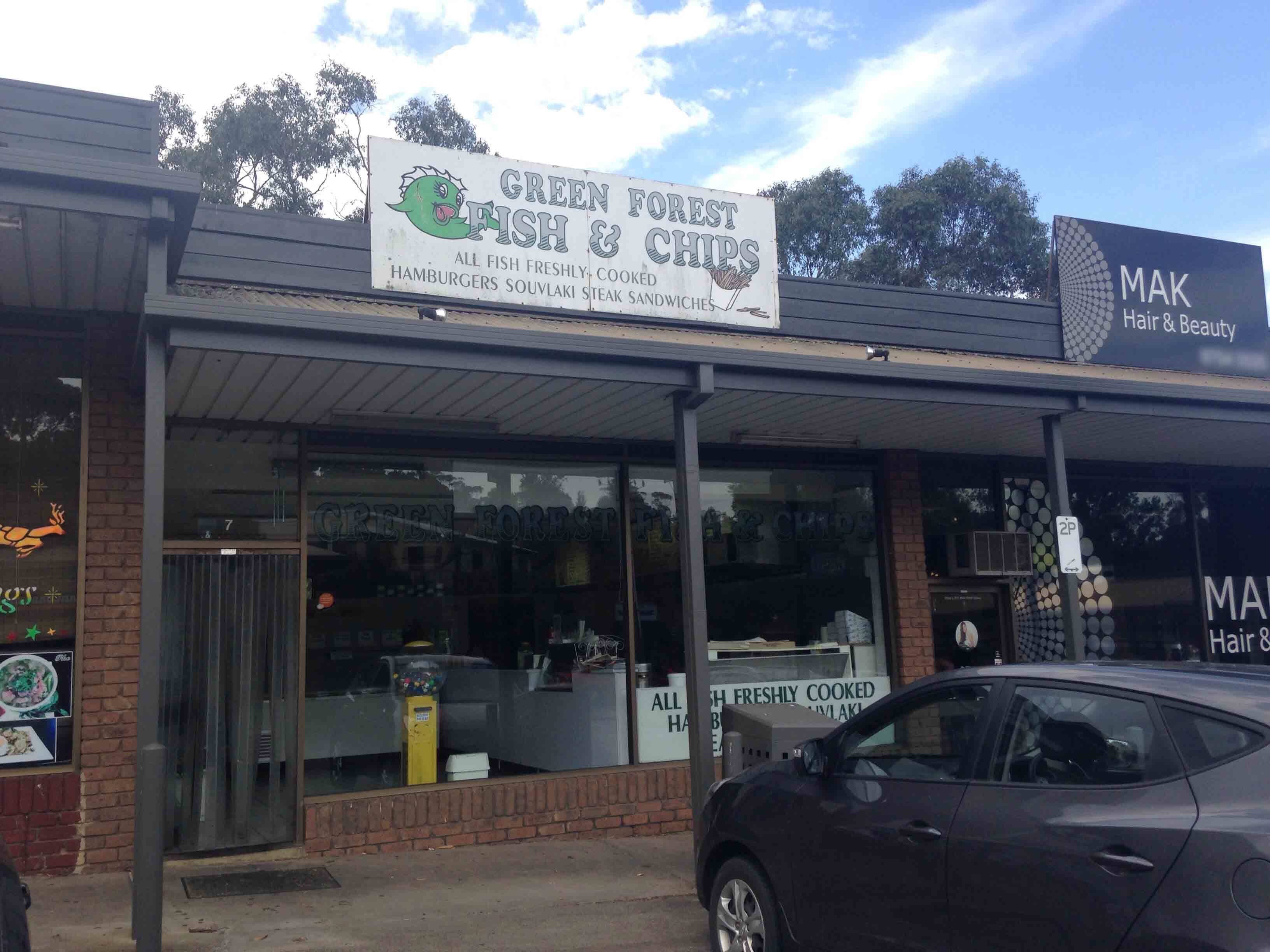 Menu of Green Forest Fish and Chips, Upwey, Melbourne