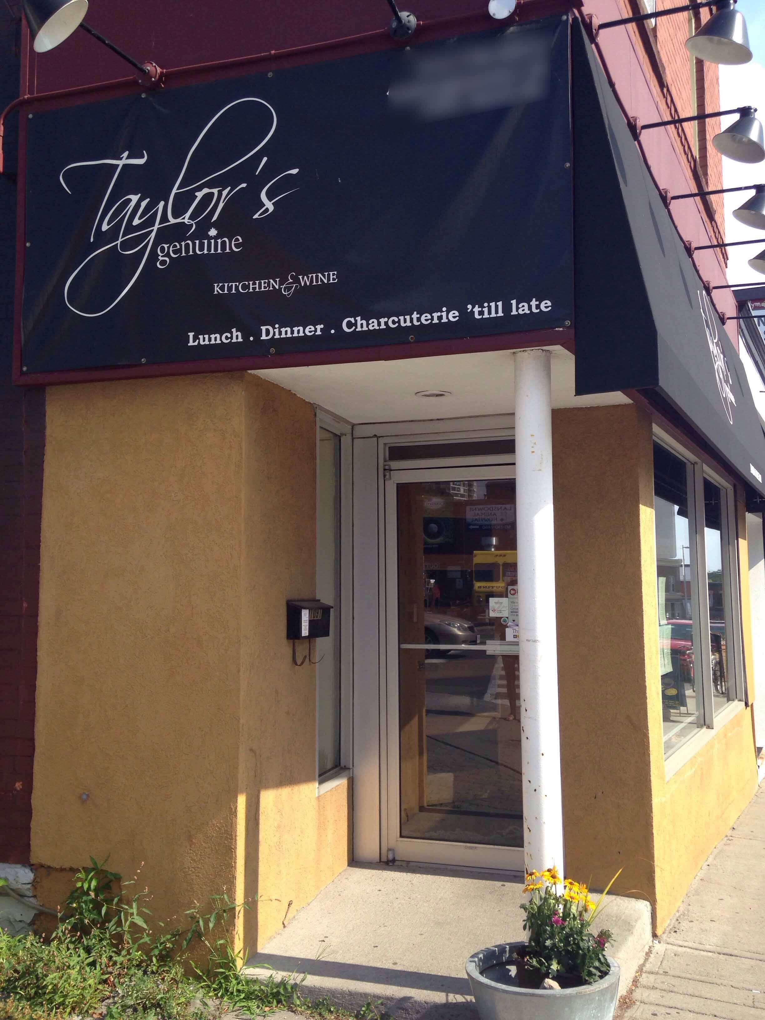 Menu of Taylor's Genuine Food and Wine Bar, Old Ottawa South, Ottawa