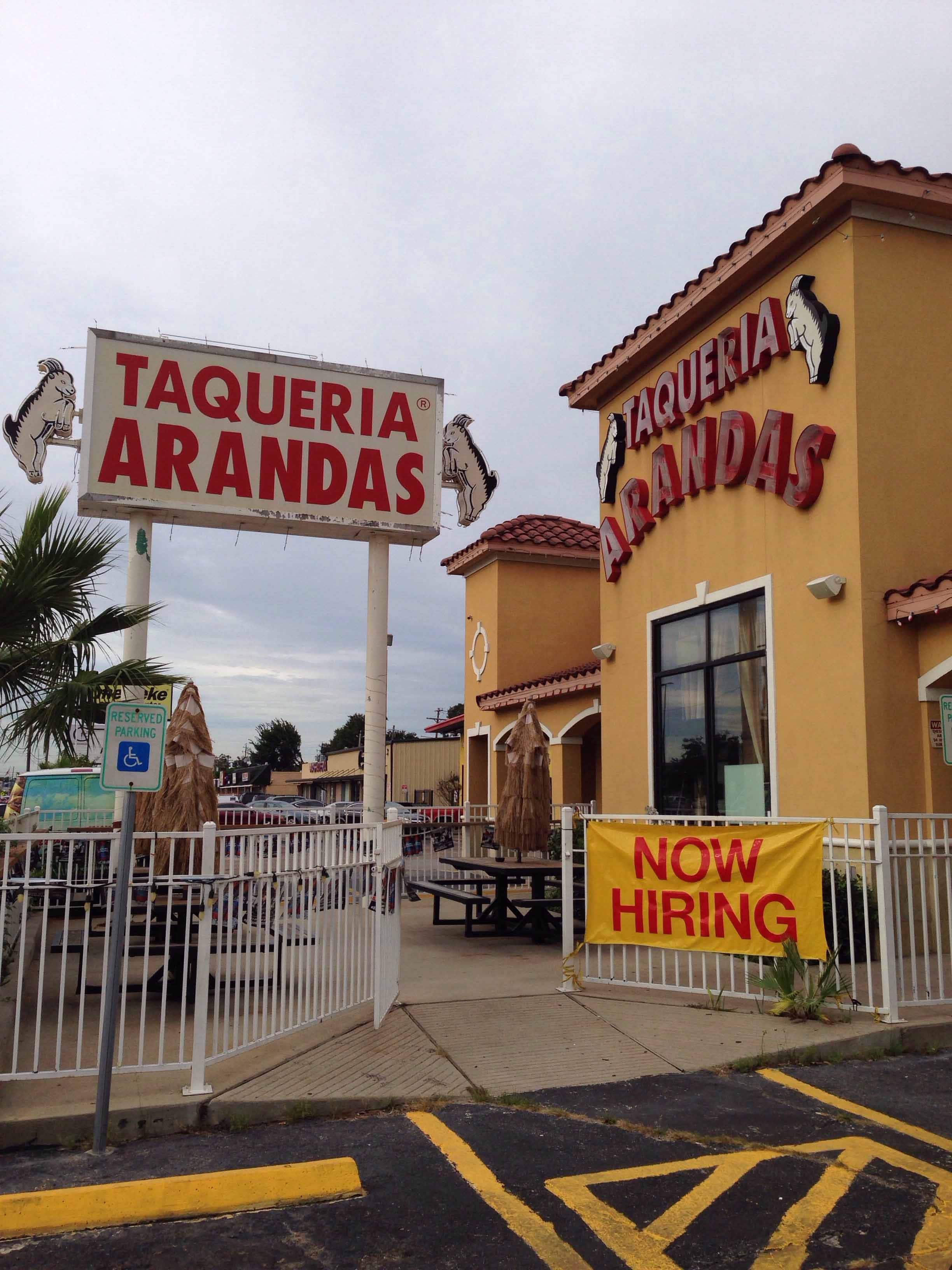 Menu of Taqueria Arandas, The Heights, Houston
