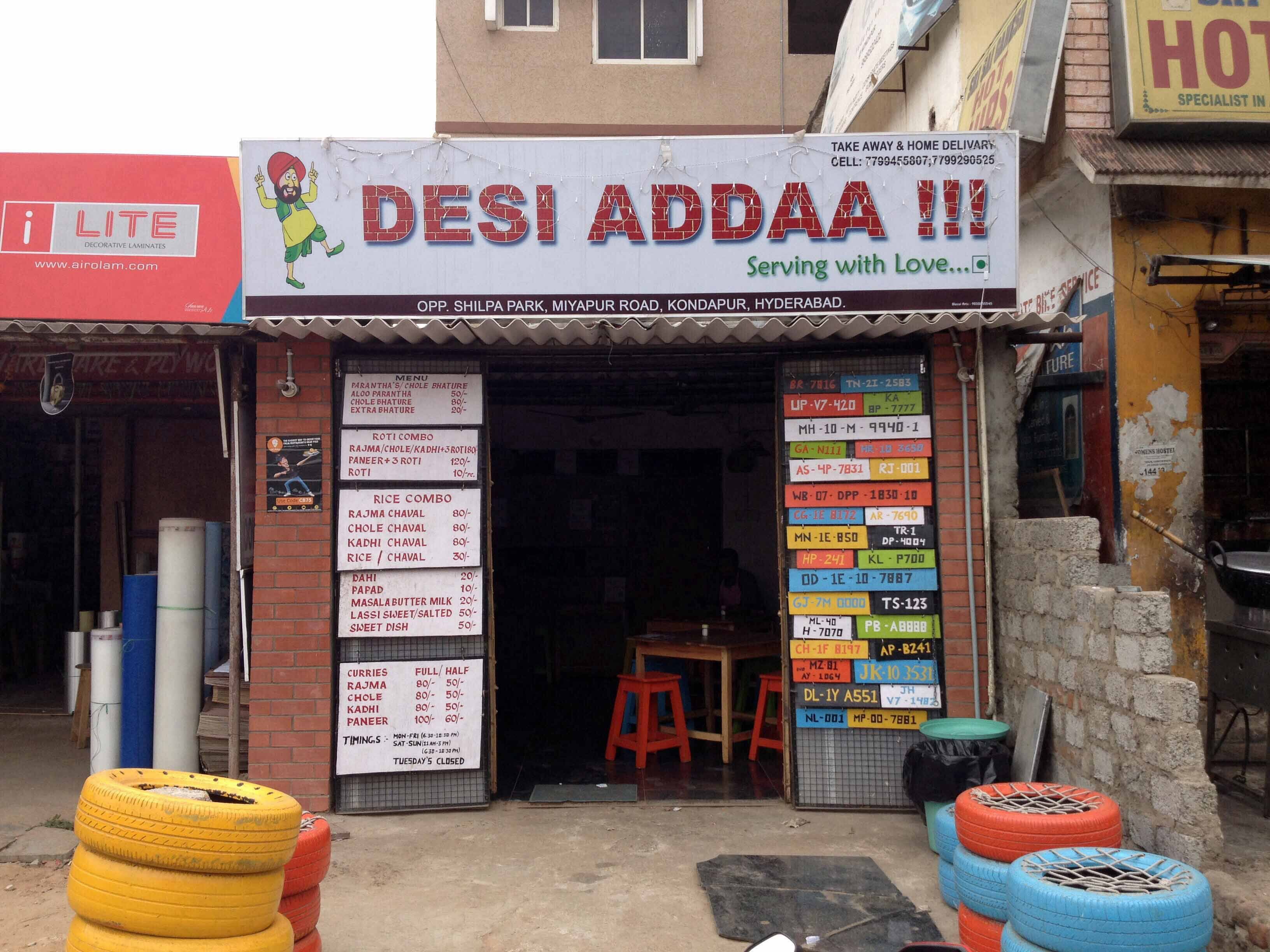 Menu of Desi Adda!!!, Kondapur, Hyderabad