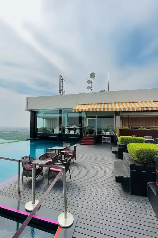 party places, party restaurants, nightlife, pubs, nightclubs, party bars, lounges, live music bars, rooftop bars - Sky Bar - Renaissance Lucknow Hotel - img4