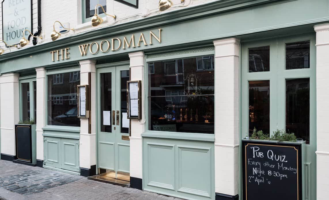 The Woodman Menu, Menu for The Woodman, Battersea, London