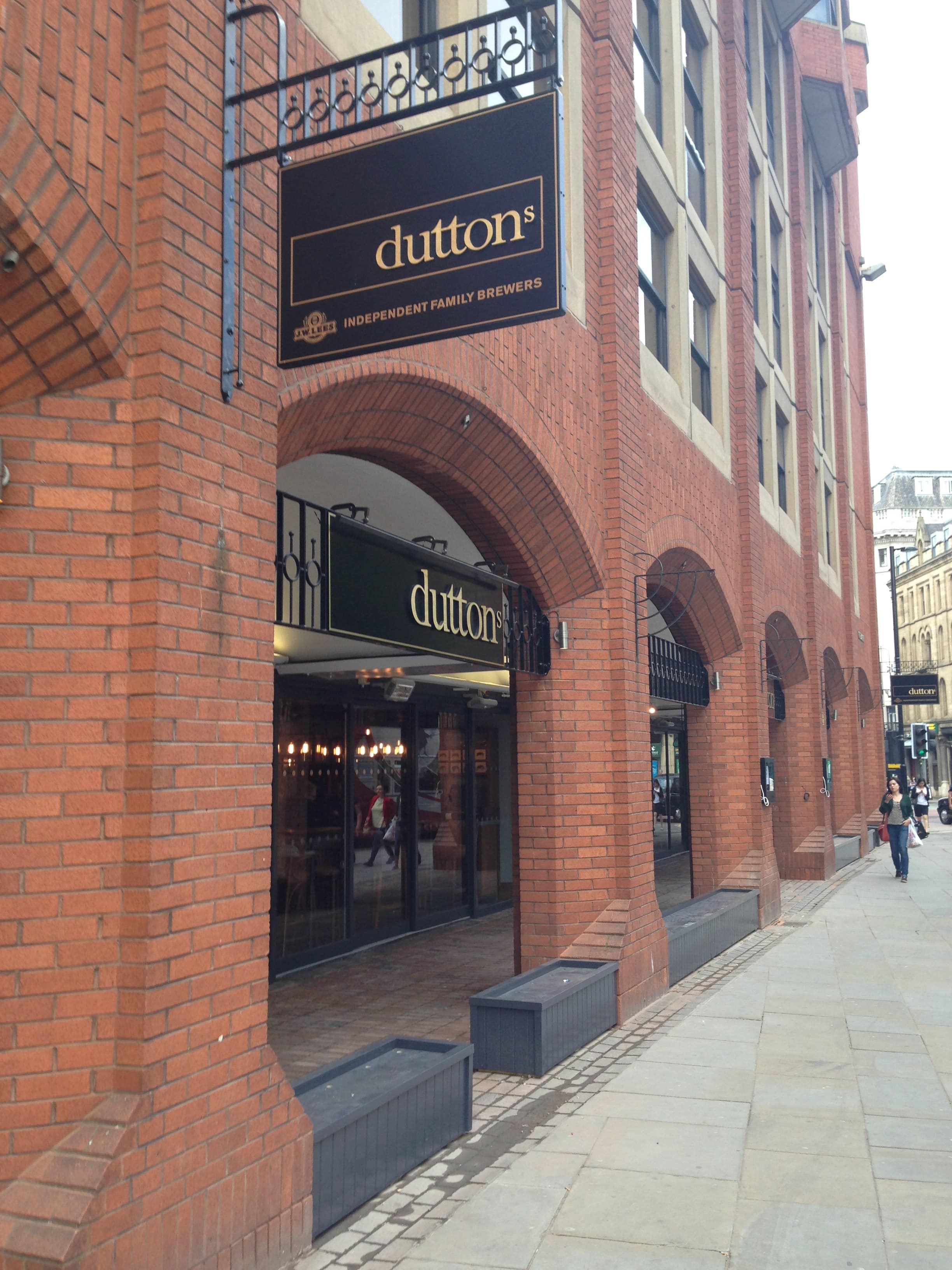 Menu of Duttons, Deansgate, Manchester