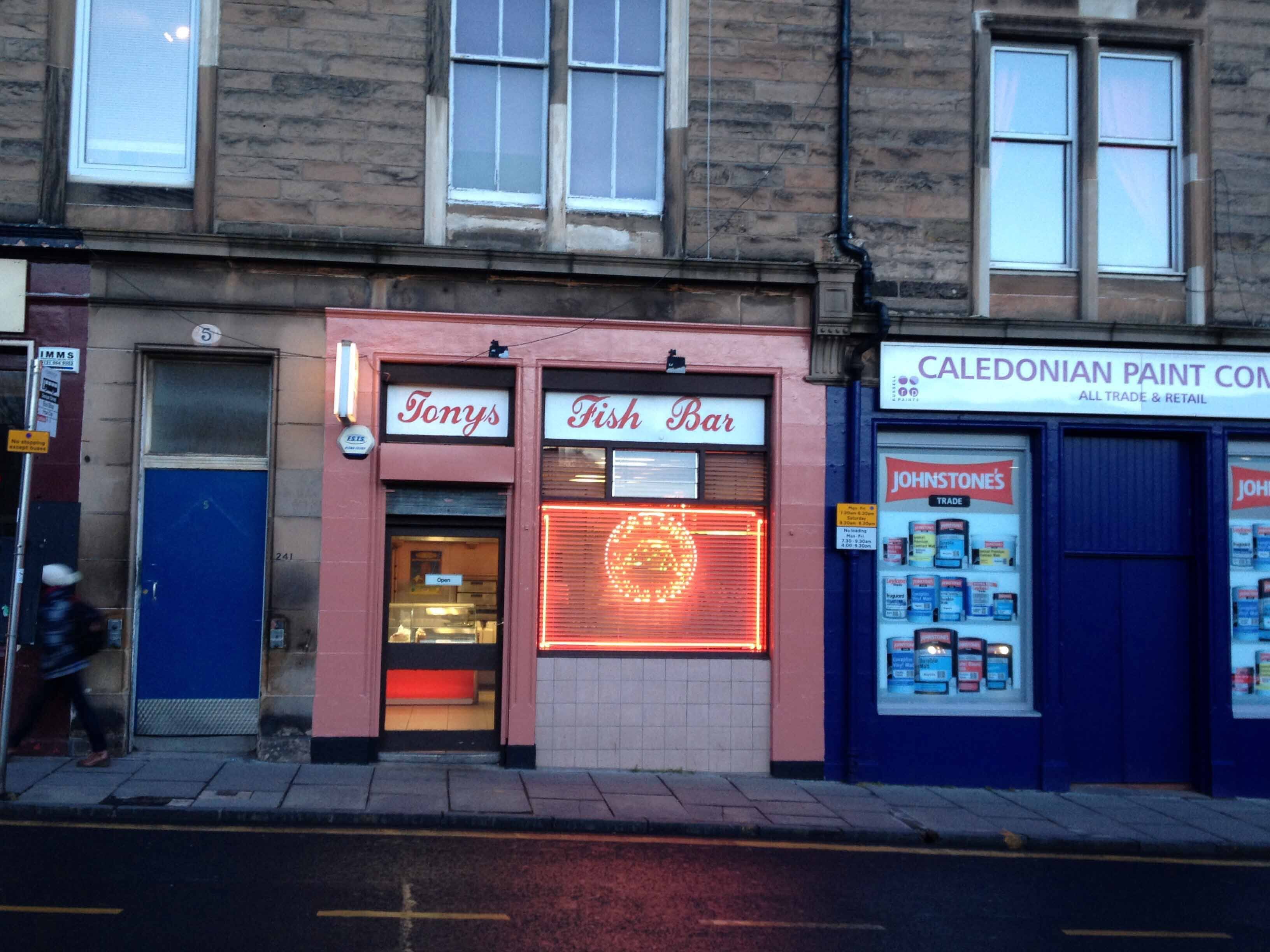 Menu of Tony's, Newington, Edinburgh