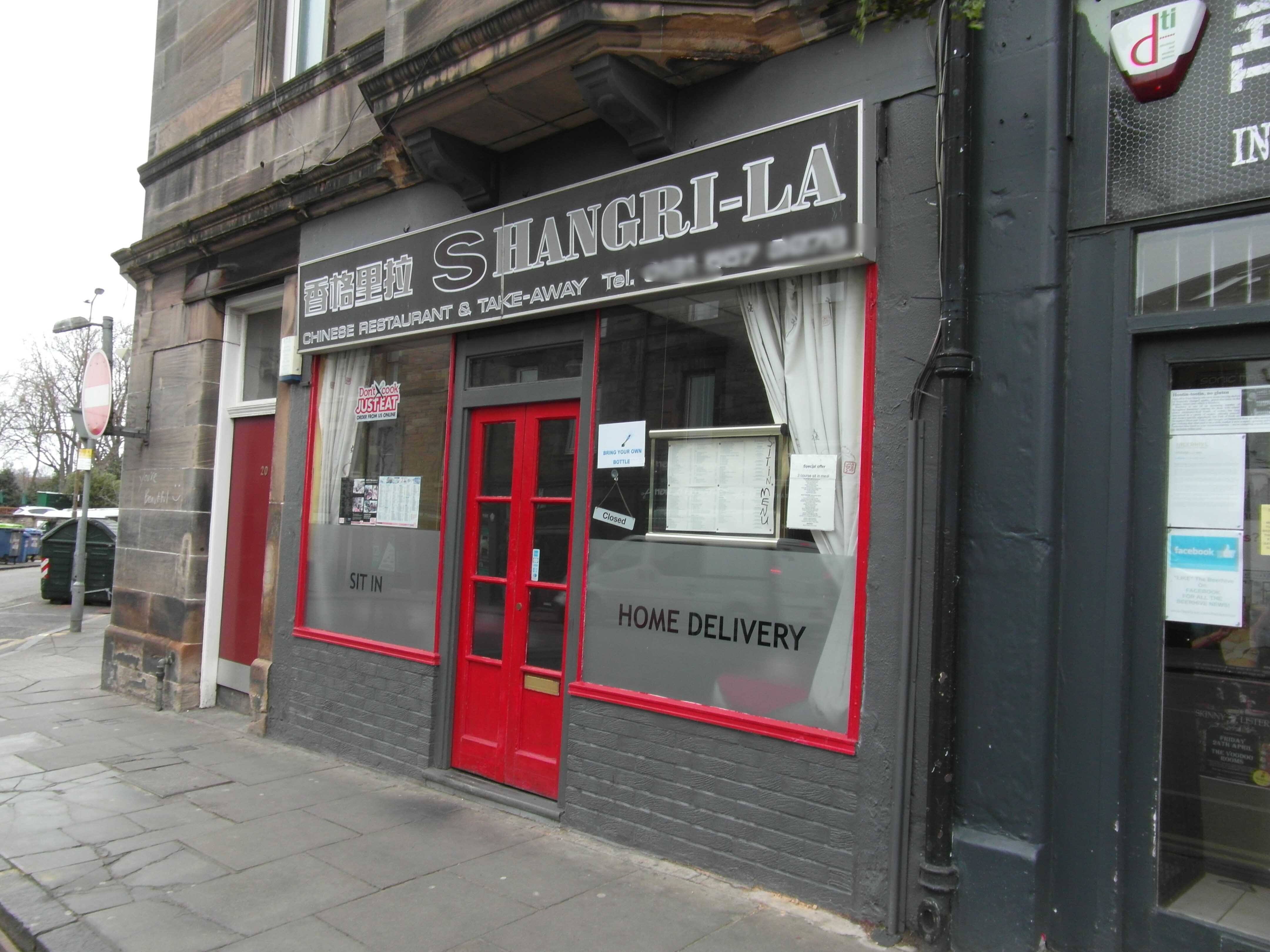 Menu Of Shangri La Rodney Street Broughton Edinburgh 9802