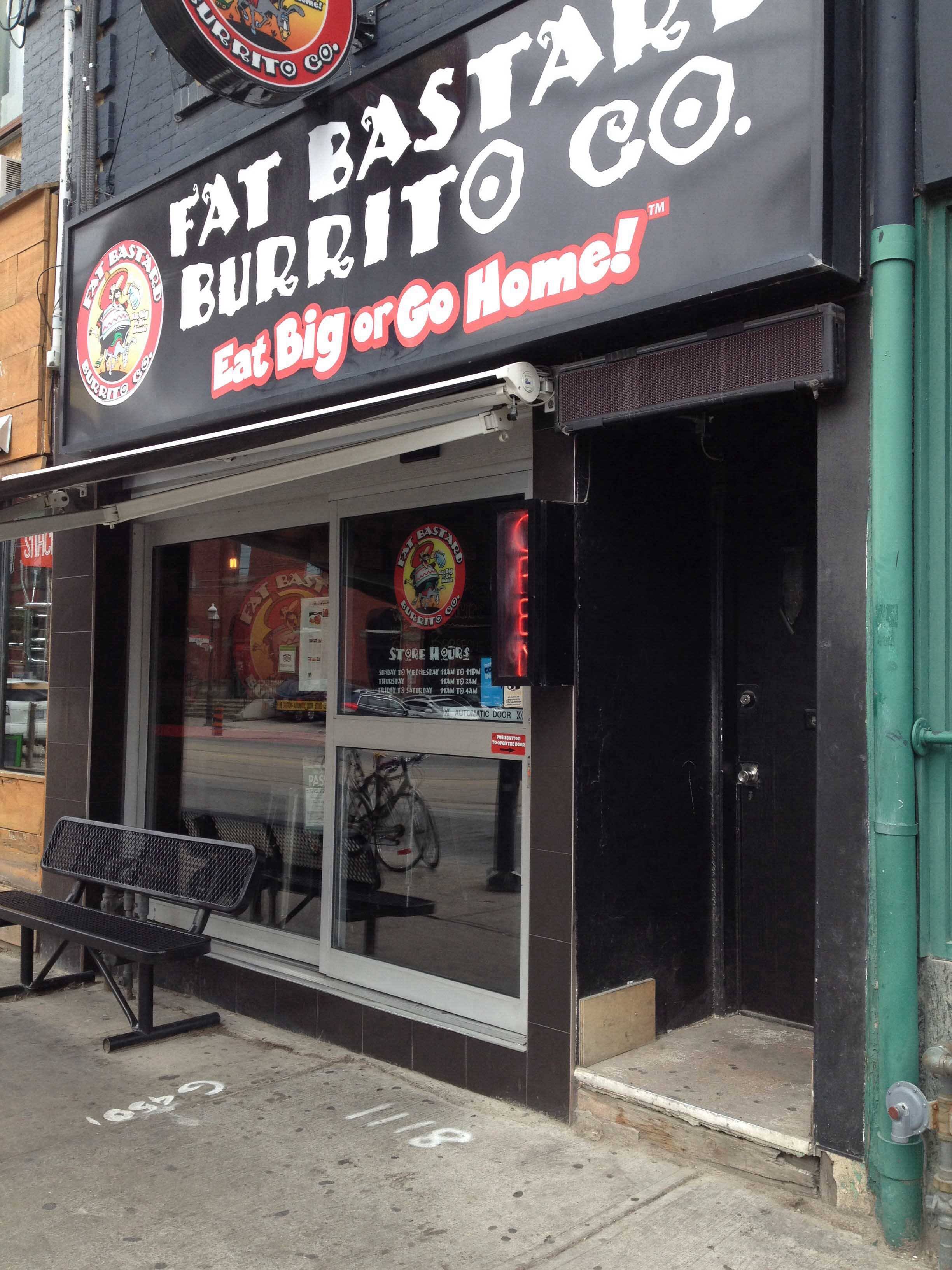 Menu of Fat Bastard Burrito, Beaconsfield Village, Toronto