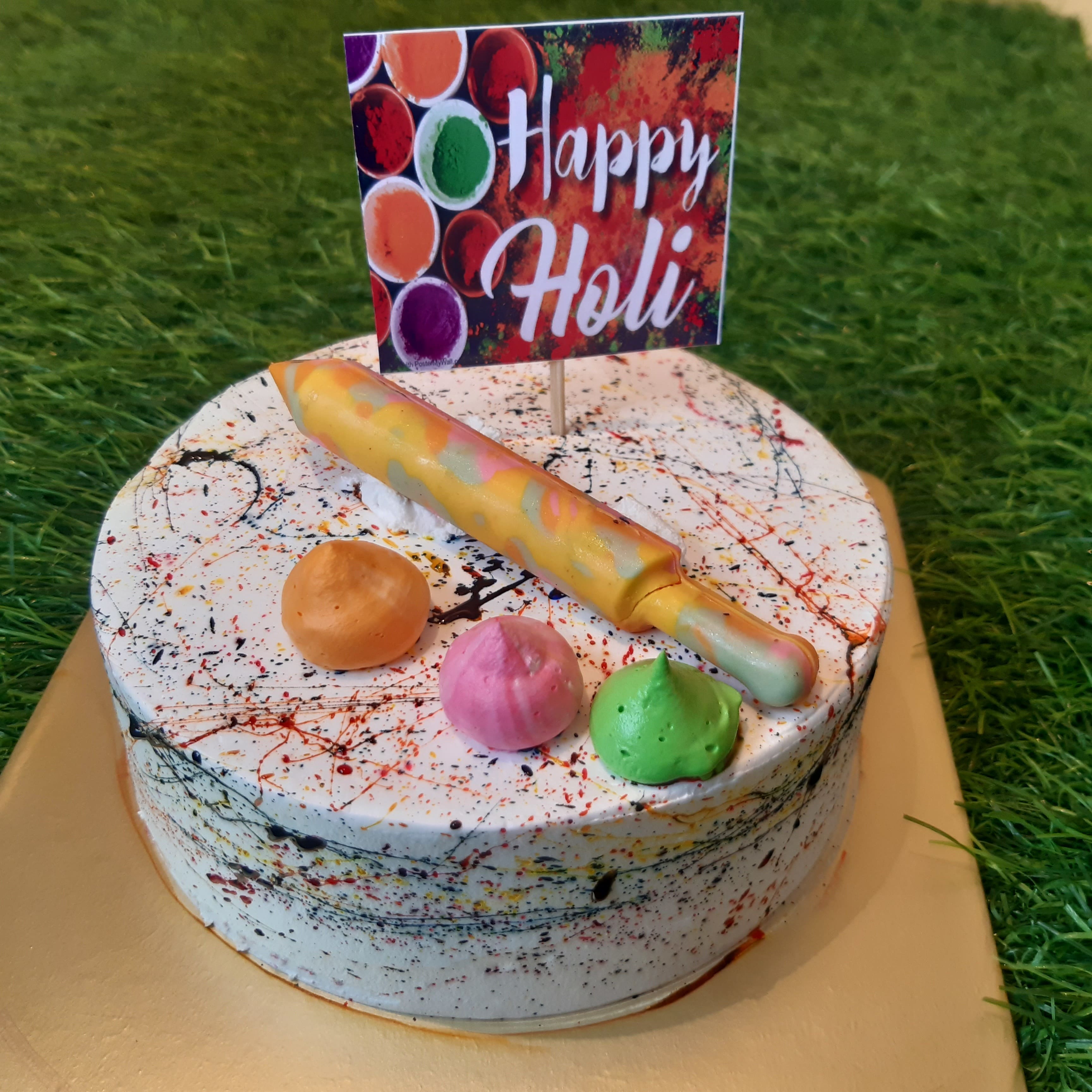 Buy/Send Happy Holi Colorful Vanilla Cake Online @ Rs. 3989 - SendBestGift