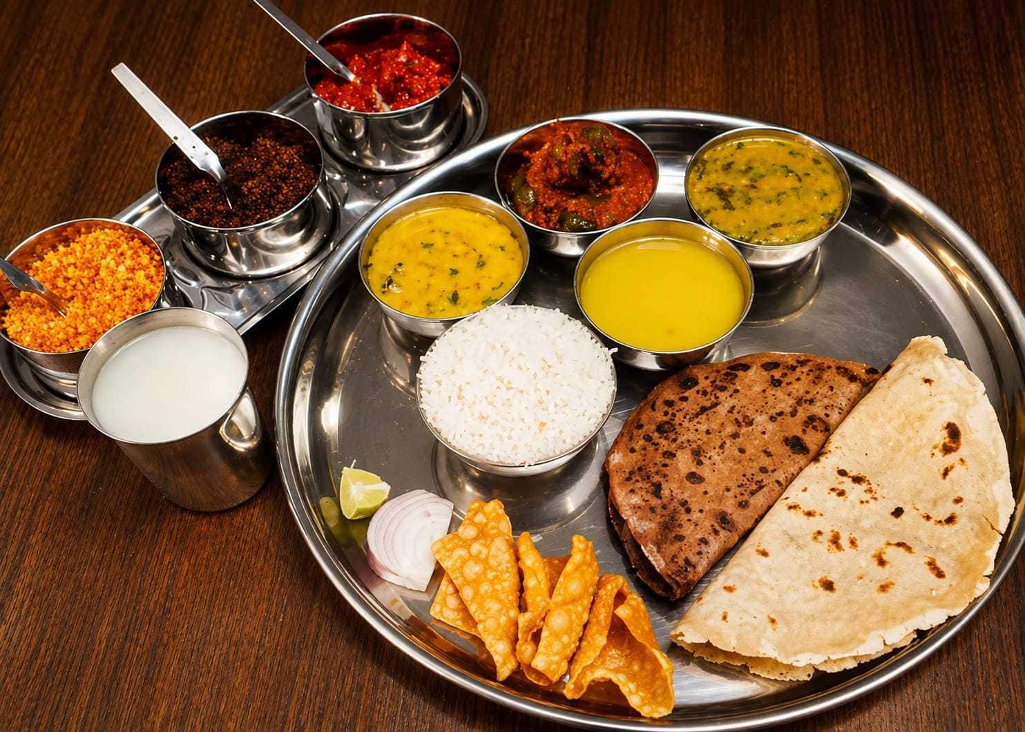 maharashtrian thali, veg thali, puran poli, bhakri, vegetarian restaurants - Poona Guest House - img3