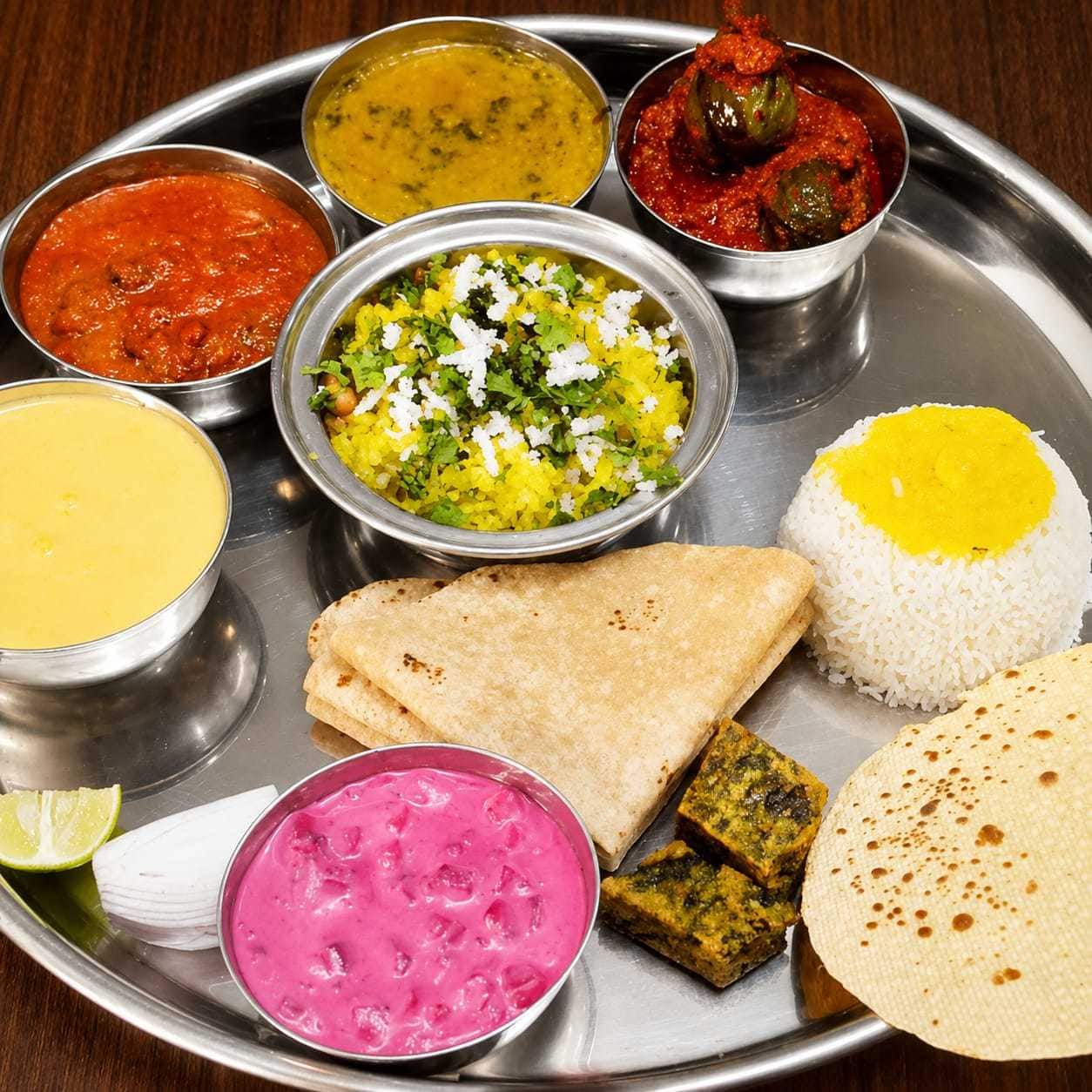 maharashtrian thali, veg thali, puran poli, bhakri, vegetarian restaurants - Poona Guest House - img5