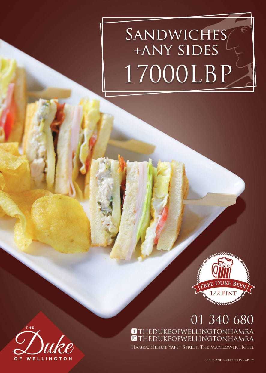 The Duke of Wellington Menu, Menu for The Duke of Wellington, Hamra