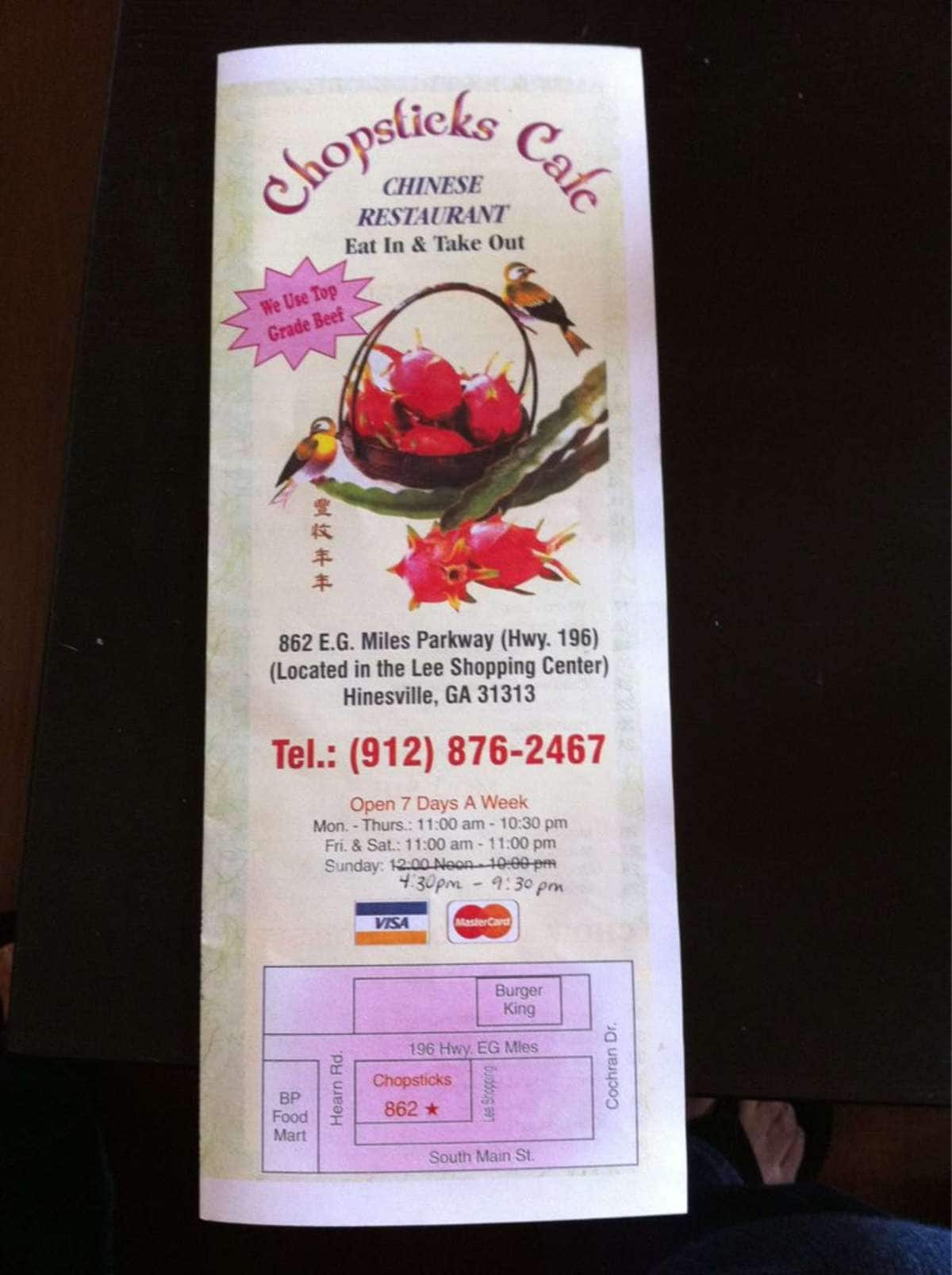 Chopsticks Cafe Menu, Menu for Chopsticks Cafe, Hinesville, Hinesville