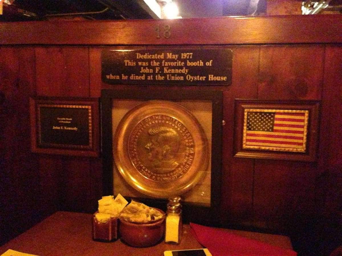 Menu of Union Oyster House, Faneuil Hall, Boston