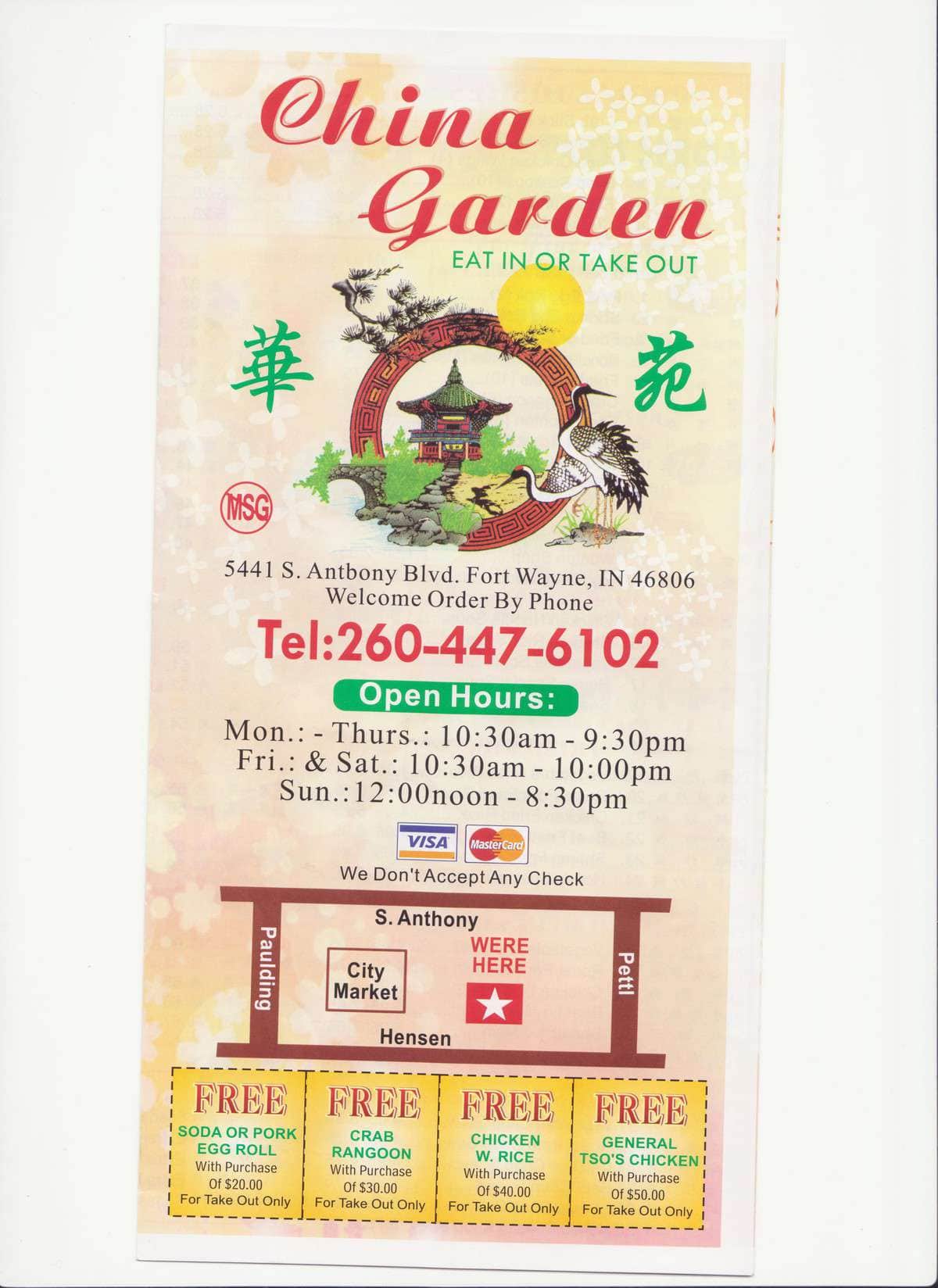 China Garden Menu Menu For China Garden Fort Wayne Fort Wayne