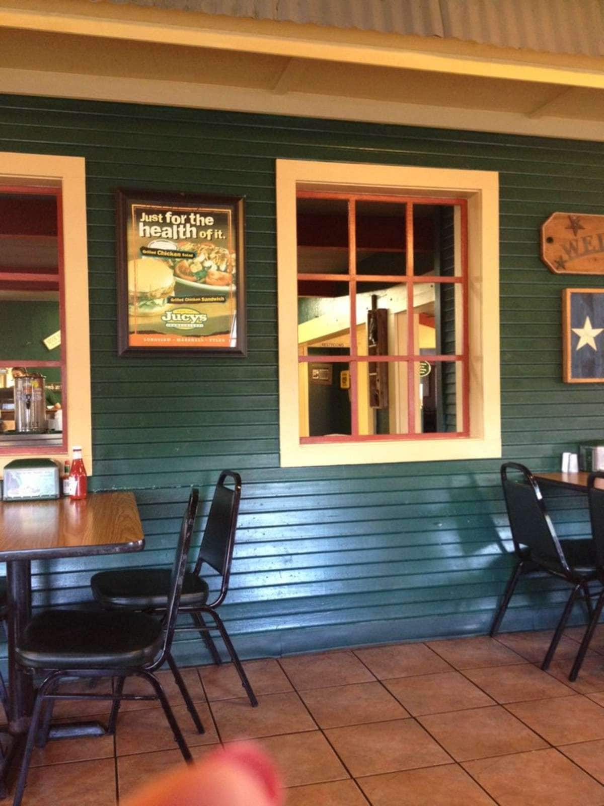 Menu of Jucy's Hamburgers, Marshall, Longview