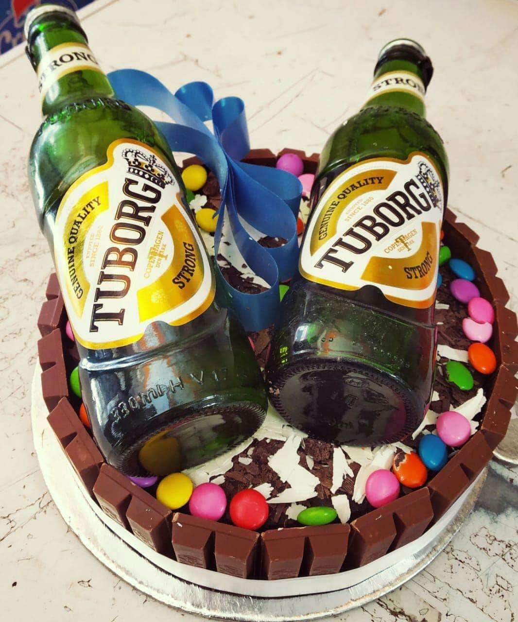 Beer Bottle In A Wooden Bucket Cake - CakeCentral.com